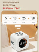 Timer Inteligente Hexagonal com Display Digital e Sensor de Movimento – Produtividade Silenciosa para Estudos, Cozinha e Treinos