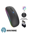 Mouse Sem Fio Recarregável RGB — Silencioso, Iluminado e com 3 Níveis de DPI