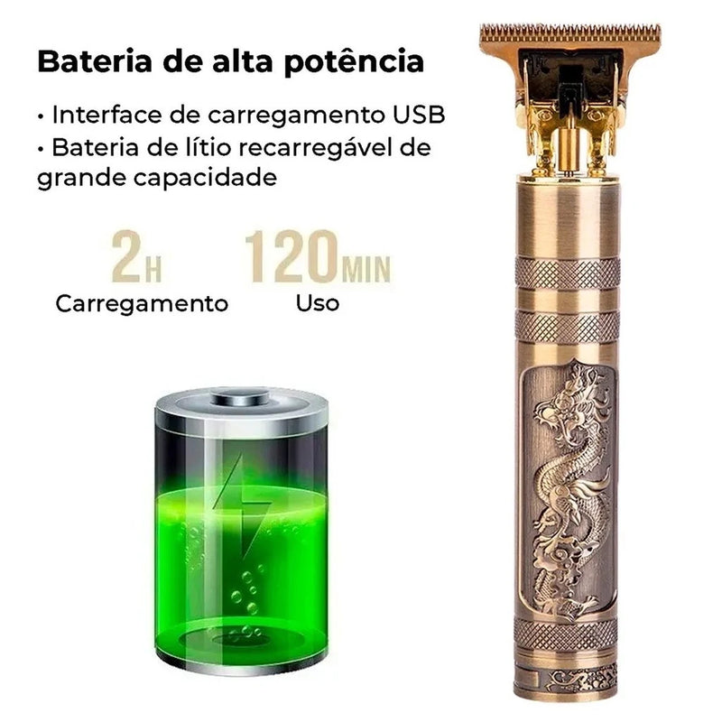 Máquina Recarregável Dragão Profissional de Barbear e Aparador De Cabelo
