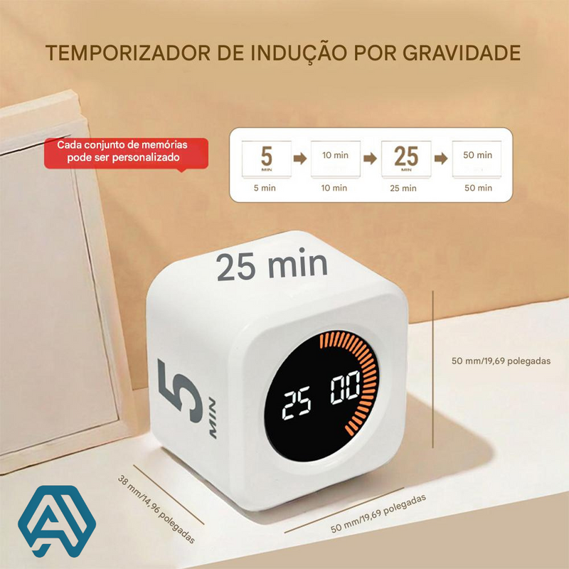 Timer Inteligente Hexagonal com Display Digital e Sensor de Movimento – Produtividade Silenciosa para Estudos, Cozinha e Treinos