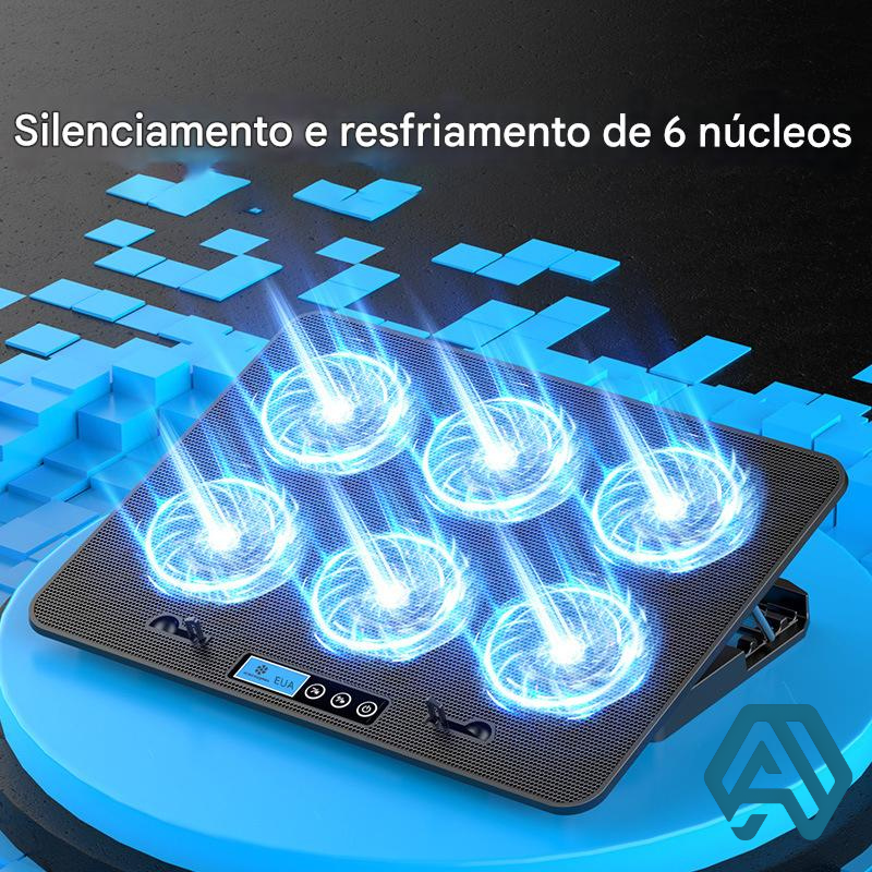 💻❄️ Base Cooler Gamer A9 com 6 Ventoinhas RGB — Potência e Estilo para Seu Notebook!