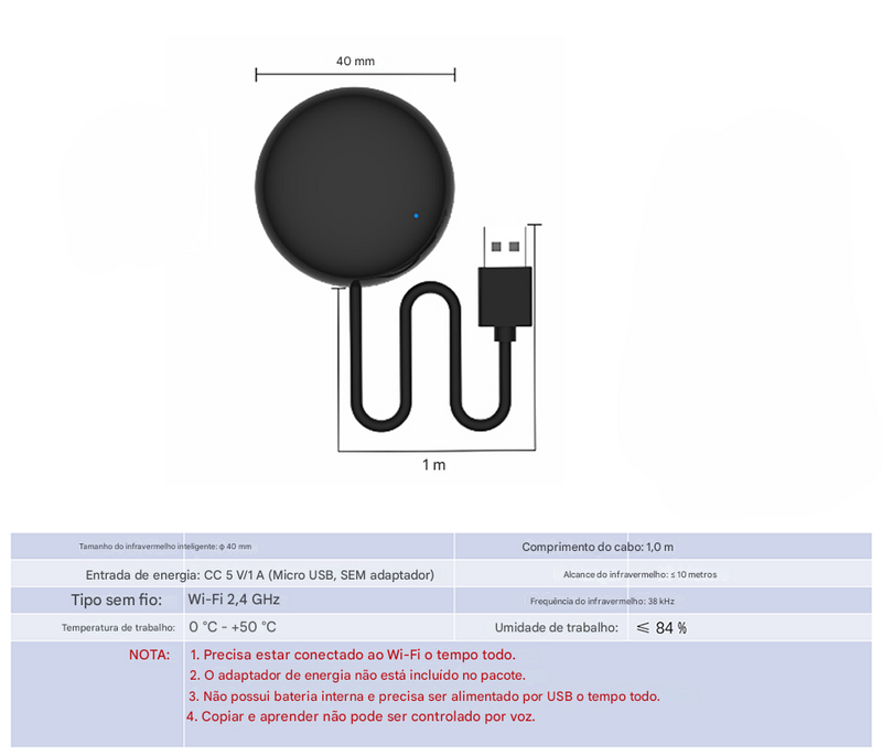 Controle Remoto Universal Wi-Fi IR — Anvinne Smart Remote (Smart Life / Tuya)