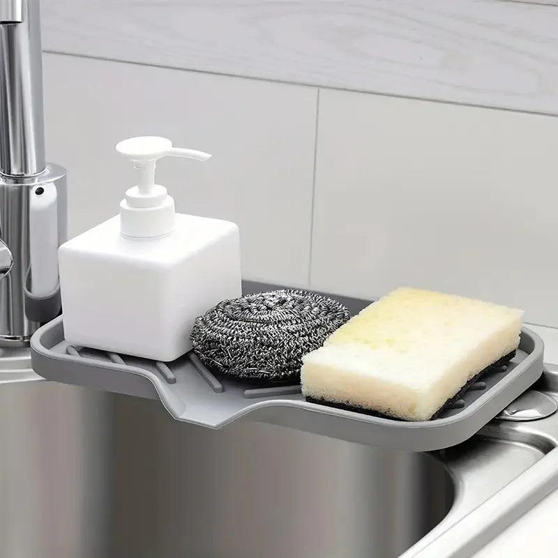 Bandeja de silicone para pia – organizador prático para sabonete e esponja