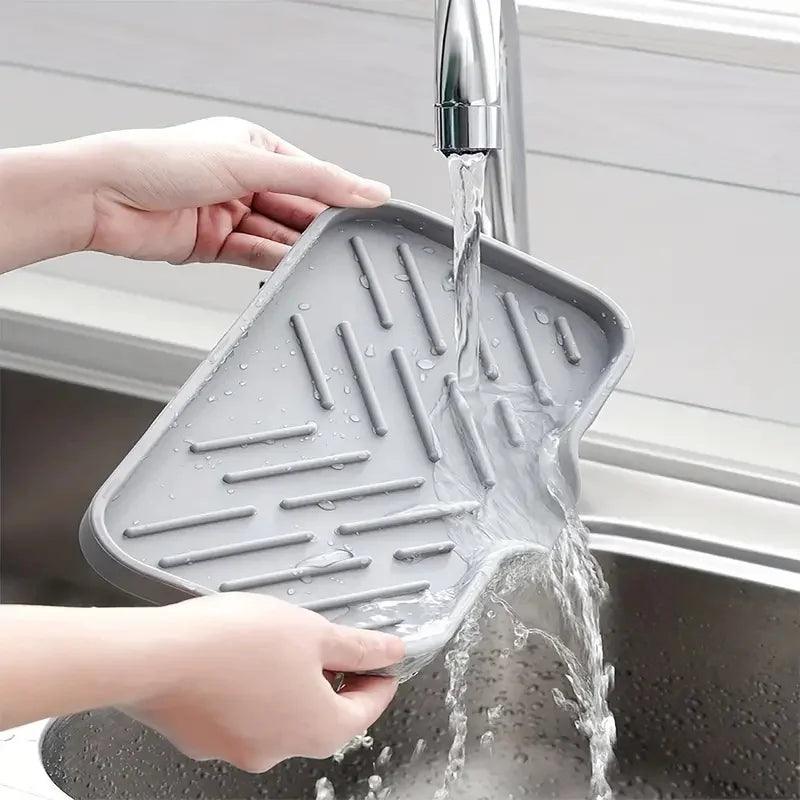 Bandeja de silicone para pia – organizador prático para sabonete e esponja