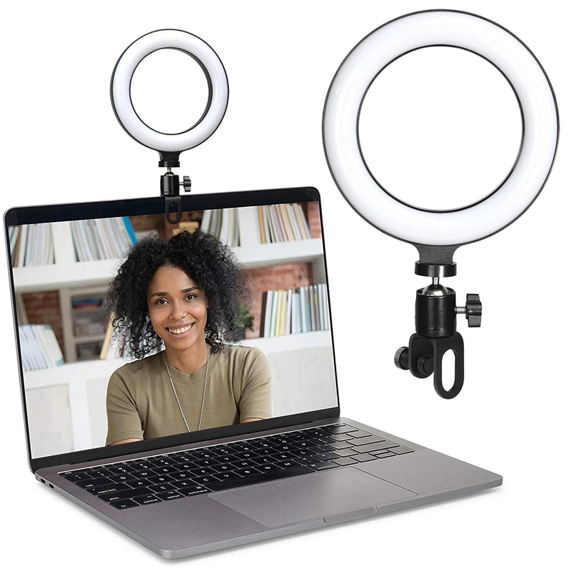 Anel de Luz LED 6.3” com Clipe USB Anvinne – Iluminação Profissional para Lives, Videoconferências e Conteúdo Digital