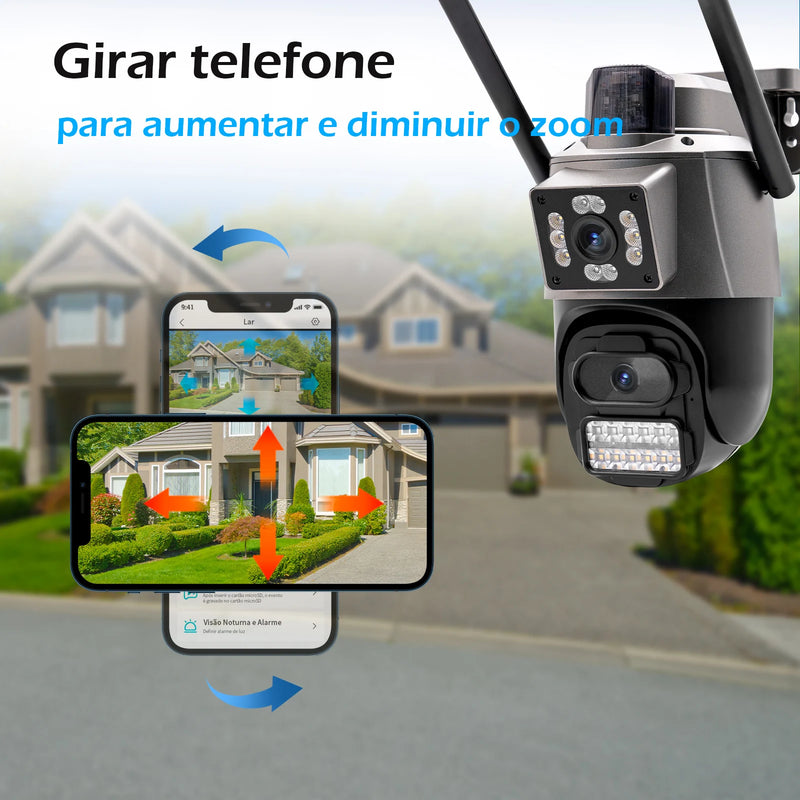 Câmera de Segurança Wi-Fi 6MP 4K – Visão 360° Inteligente para Áreas Externas | Anvinne