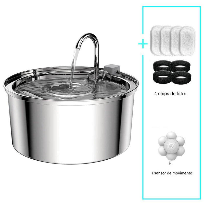 HydraPet Inox 3L – Bebedouro Premium com Dupla Filtragem
