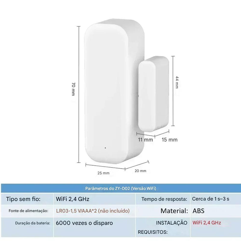 🚪 Sensor Inteligente de Portas e Janelas Anvinne Tuya Wi-Fi com Alerta Instantâneo