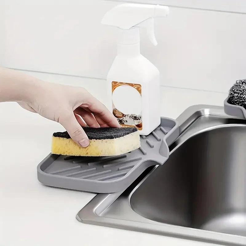 Bandeja de silicone para pia – organizador prático para sabonete e esponja