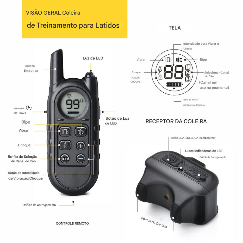 Coleira Anti-Latido Recarregável Ultra Leve – Para Cães Pequenos (2kg a 7kg)
