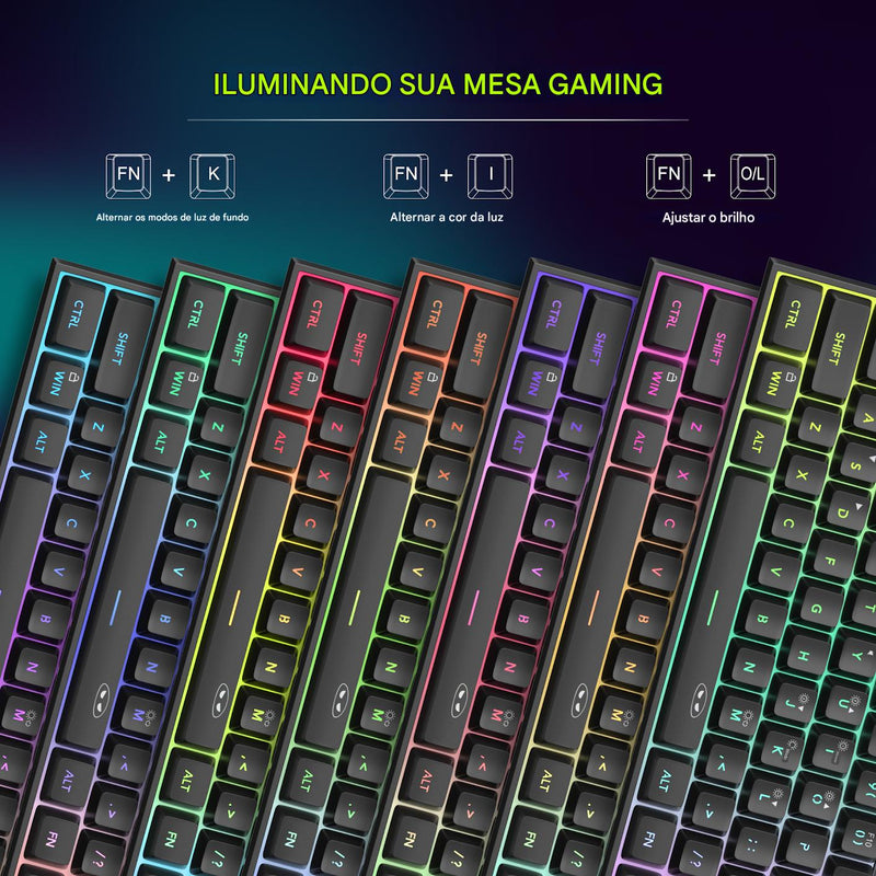 Anvinne TS91 – Teclado Gamer Compacto RGB com Resistência à Água
