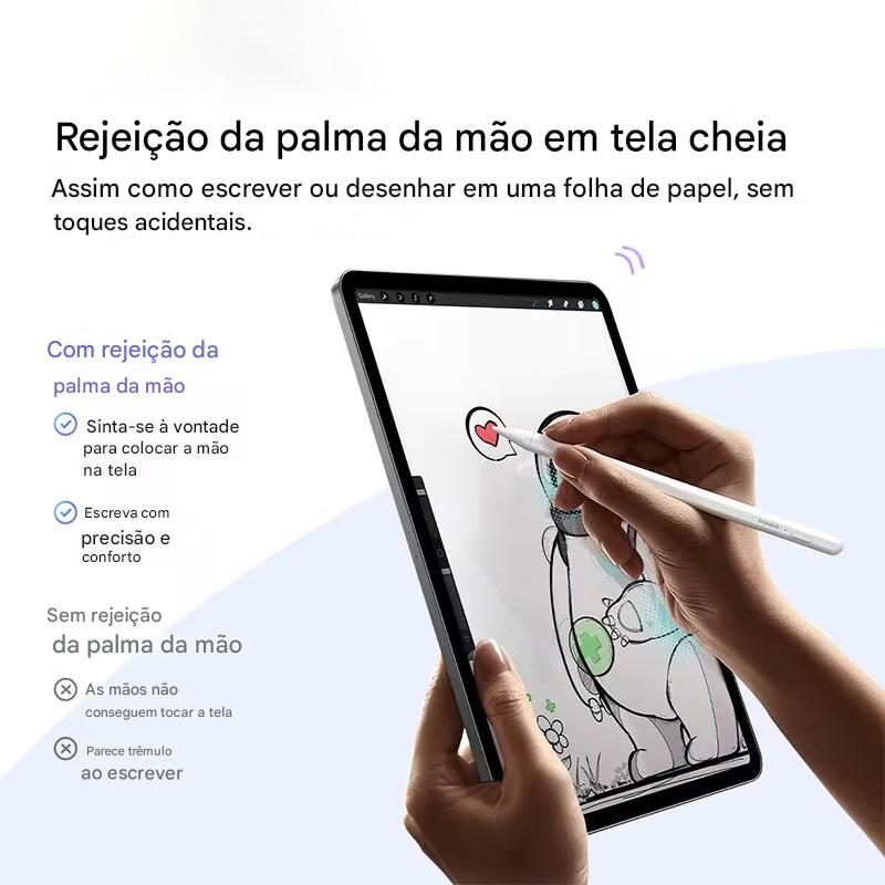 Caneta Touch Inteligente Baseus Stylus Lite com LED – Escrita Suave e Design Magnético para iPad