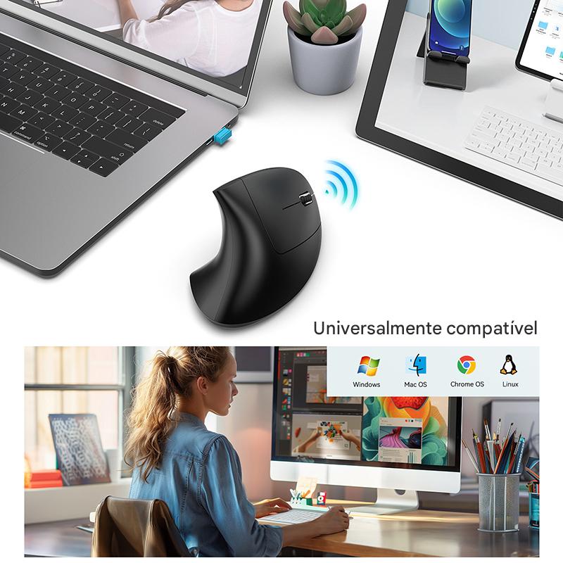 🖱️ XMouse Pro Vertical — Conforto, Silêncio e Precisão em Dobro