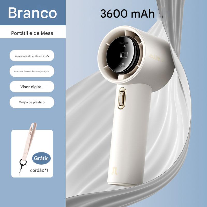 🌀 Mini Ventilador Digital Jisulife FA53 – Potência e Estilo na Palma da Mão!
