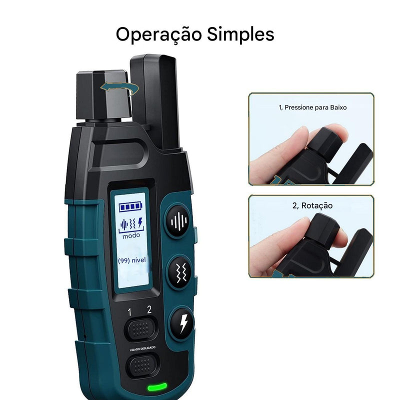 Coleira Inteligente de Adestramento Anvinne™ – Controle Remoto 1000m, À Prova d’Água e Modo Anti-Latido para 2 Cães