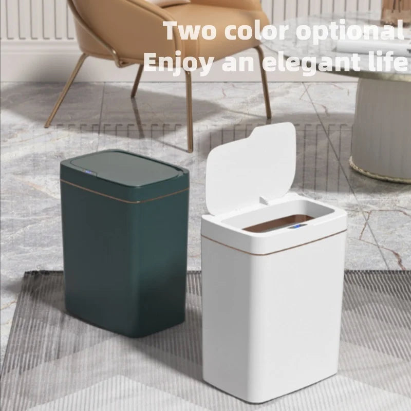Lixeira Inteligente Touchless 15L – Sensor Automático, à Prova d’Água e Design Moderno para Banheiro, Cozinha e Escritório