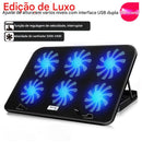 💻❄️ Base Cooler Gamer A9 com 6 Ventoinhas RGB — Potência e Estilo para Seu Notebook!