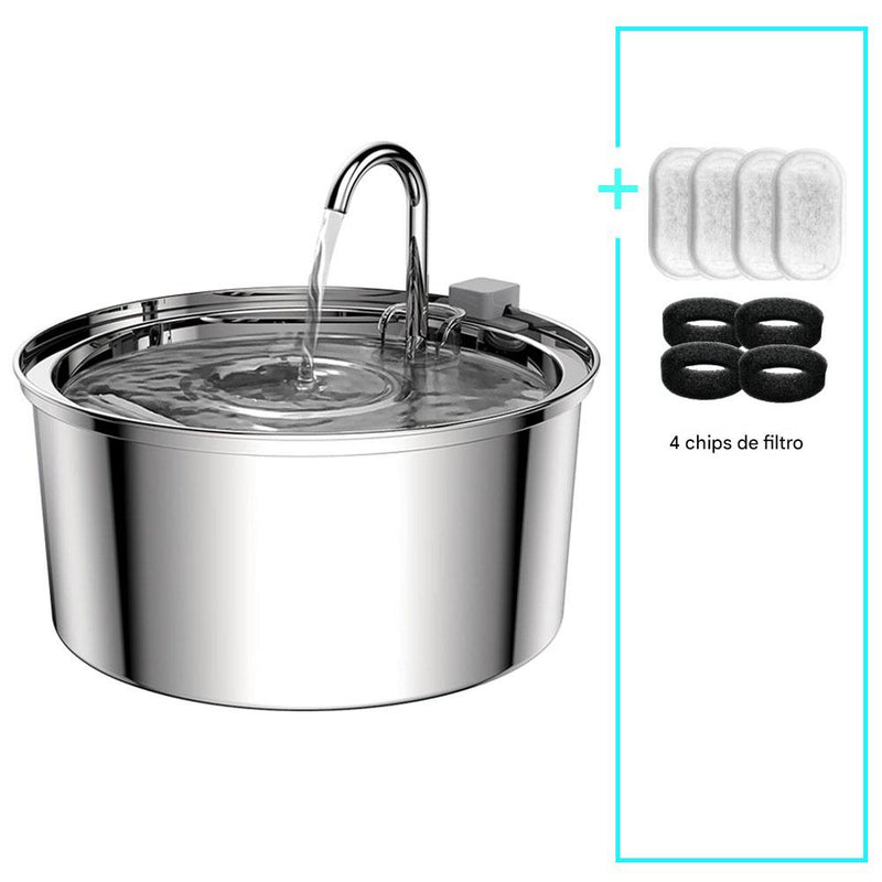 HydraPet Inox 3L – Bebedouro Premium com Dupla Filtragem
