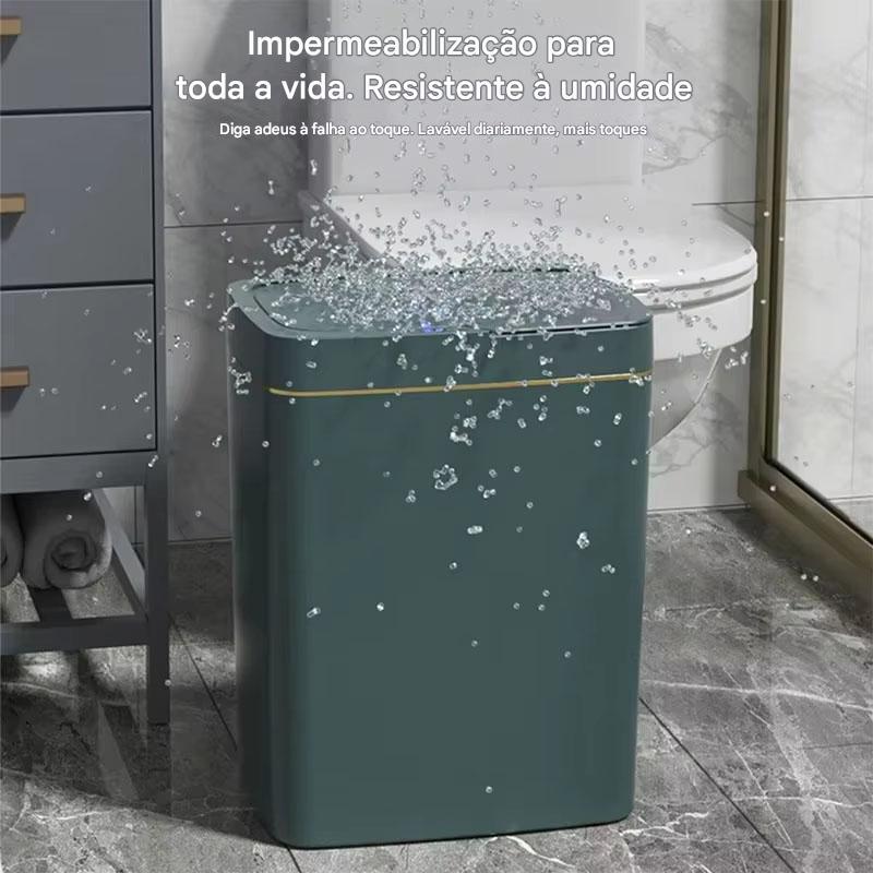 Lixeira Inteligente Touchless 15L – Sensor Automático, à Prova d’Água e Design Moderno para Banheiro, Cozinha e Escritório