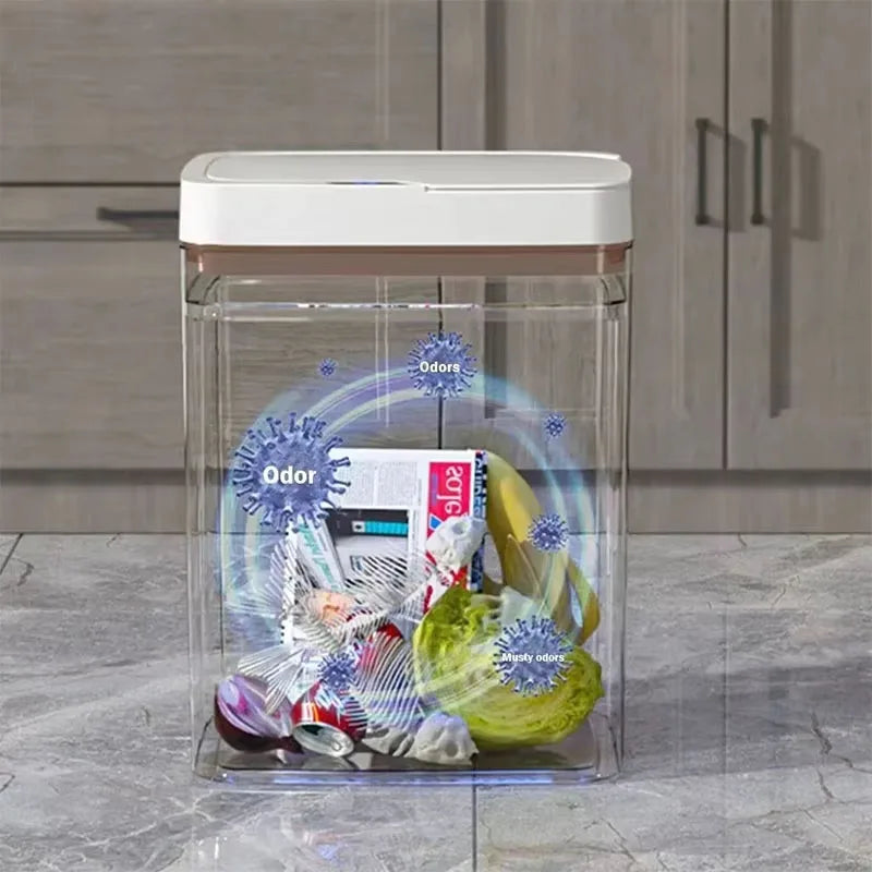 Lixeira Inteligente Touchless 15L – Sensor Automático, à Prova d’Água e Design Moderno para Banheiro, Cozinha e Escritório