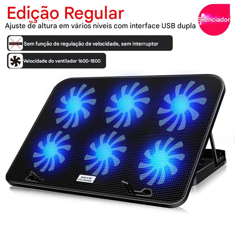💻❄️ Base Cooler Gamer A9 com 6 Ventoinhas RGB — Potência e Estilo para Seu Notebook!