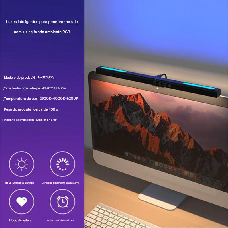 💡 Luminária de Monitor USB RGB – Iluminação Profissional para Seus Estudos e Games