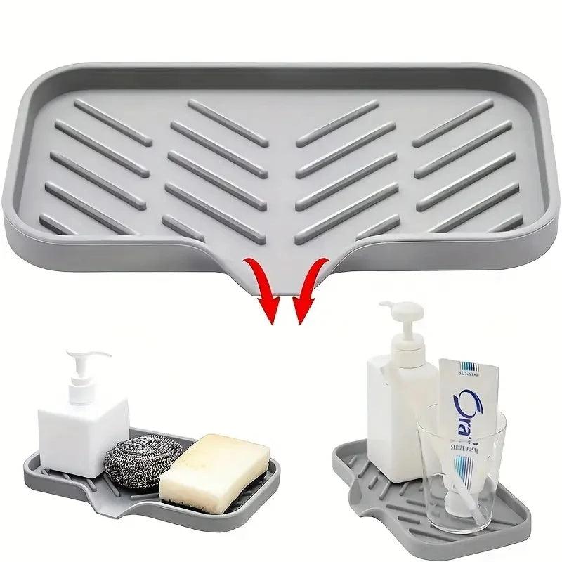 Bandeja de silicone para pia – organizador prático para sabonete e esponja