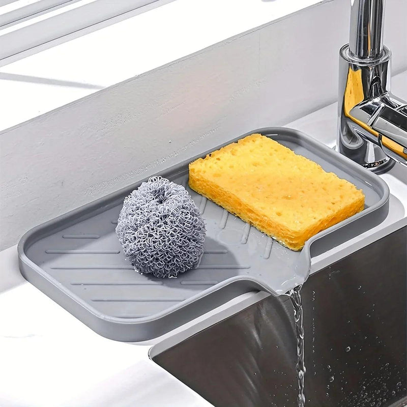 Bandeja de silicone para pia – organizador prático para sabonete e esponja