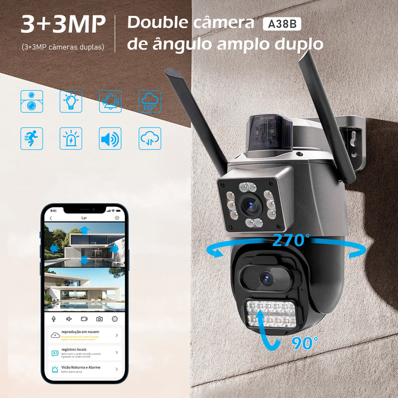 Câmera de Segurança Wi-Fi 6MP 4K – Visão 360° Inteligente para Áreas Externas | Anvinne