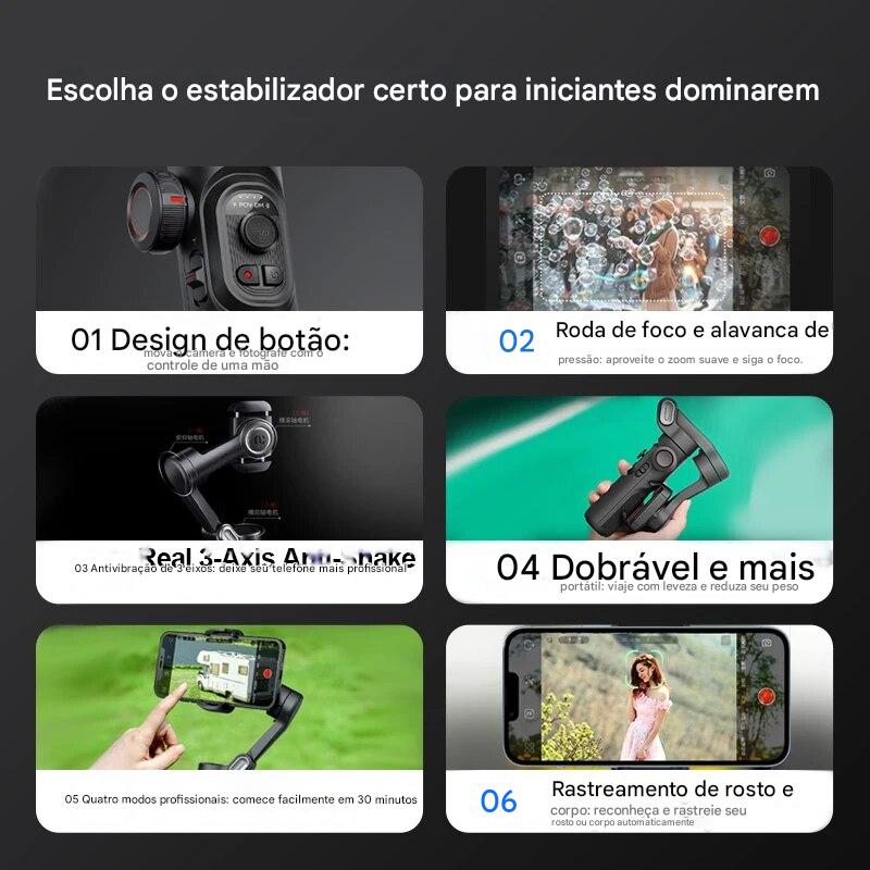 🎥 Estabilizador SmartFollow 3X Pro - Capte com Precisão, Grave com Liberdade!