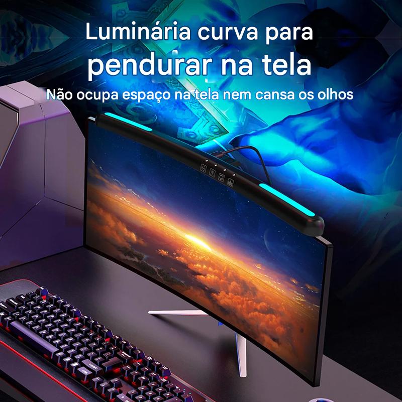 💡 Luminária de Monitor USB RGB – Iluminação Profissional para Seus Estudos e Games