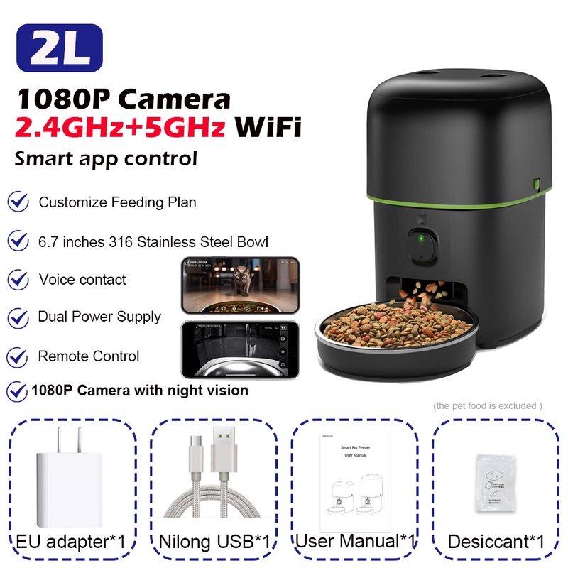 🐾 Anvinne SmartFeeder Cam™ – Alimentador Automático com Câmera 1080P, Visão Noturna e Controle por App (2L/4L)